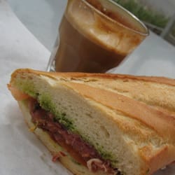Cross-section of Dolce di Parma + cortado from Coffee Studio