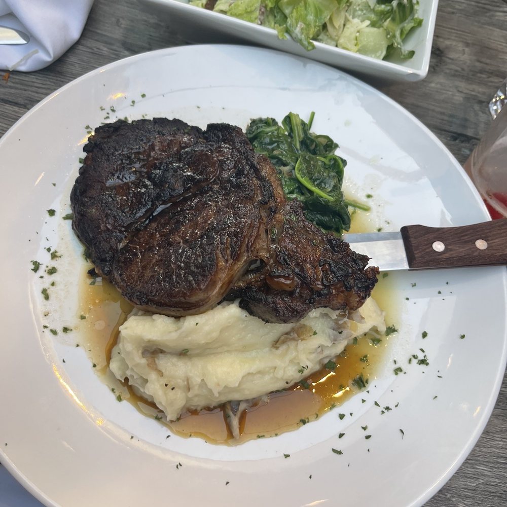 JJ Coopers - Ribeye steak, mashed potatoes, and sautéed spinach - Bars Near Me - Long Beach, New York JJ Coopers - Ribeye steak, mashed potatoes, and sautéed spinach - Bars Near Me - Long Beach, New York