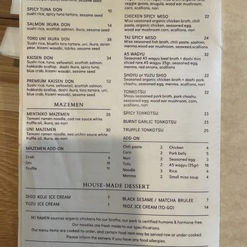 Iki Ramen - Menu - Ramen Near Me - Los Angeles, California