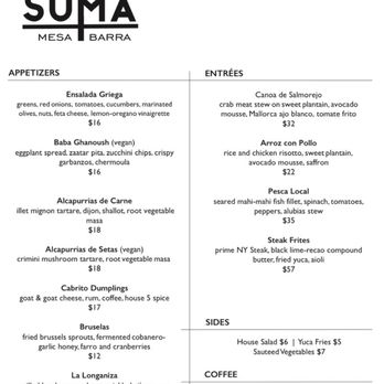 Suma - May Menu - New American Near Me - San Juan, Puerto Rico