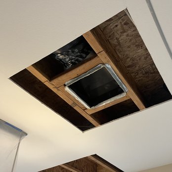 Coopers M Construction - Ceiling drywall cut out from water damage - General Contractors Near Me Coopers M Construction - Ceiling drywall cut out from water damage - General Contractors Near Me