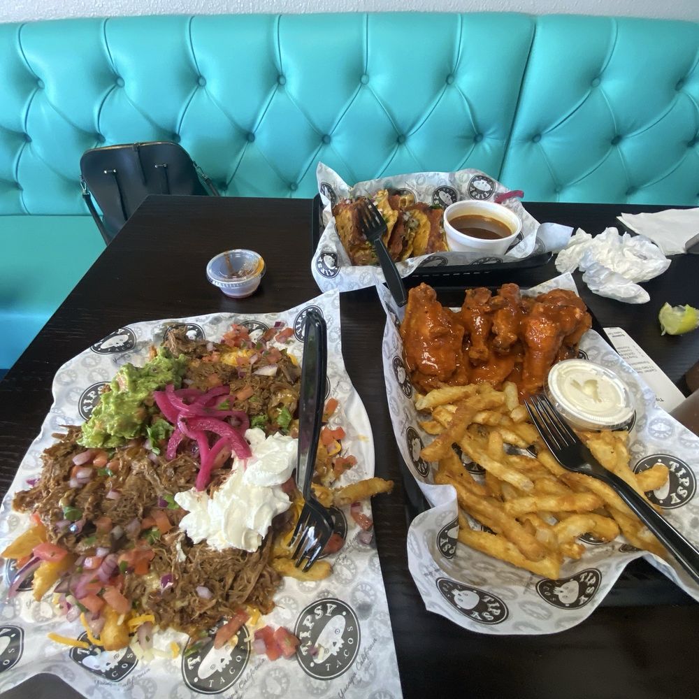Tipsy Tacos - Wings and fries, quesa birria and birria tipsy fries. - Tacos Near Me - Hemet, California Tipsy Tacos - Wings and fries, quesa birria and birria tipsy fries. - Tacos Near Me - Hemet, California