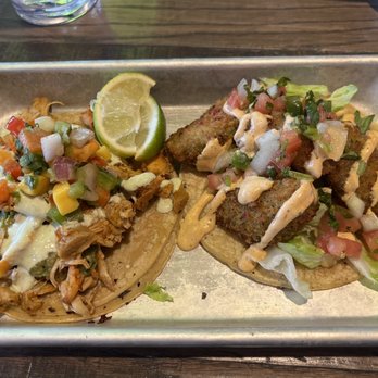 Social Cantina - Chicken Tinga Taco and Fried Avocado Taco - Tacos Near Me - Indianapolis, Indiana Social Cantina - Chicken Tinga Taco and Fried Avocado Taco - Tacos Near Me - Indianapolis, Indiana