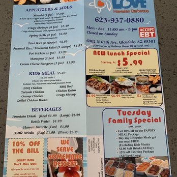 Love Hawaiian BBQ - Menu - Hawaiian Near Me - Glendale, Arizona Love Hawaiian BBQ - Menu - Hawaiian Near Me - Glendale, Arizona