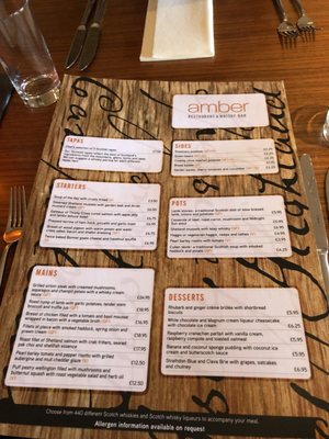 Menu photo 4 Amber Restaurant Edinburgh, EDH