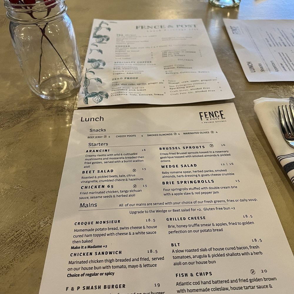 Fence & Post - Their specials & regular menu - Canadian (New) Near Me - Cochrane, Alberta