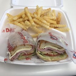 Ham sub with fries. Sub was alright but small, fries were awful.