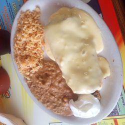 Trejo's Mexican Restaurant - Beef Chimichanga, rice and beans