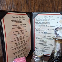 Wine menu Wine menu