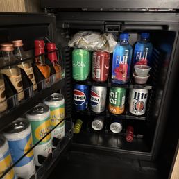 Nice selection of drinks for sale, however, there is no room to keep your own things cold. Nice selection of drinks for sale, however, there is no room to keep your own things cold.