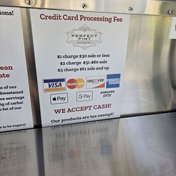 Perfect Pint - Credit card processing fee - Ice Cream & Frozen Yogurt Near Me - Orange, California Perfect Pint - Credit card processing fee - Ice Cream & Frozen Yogurt Near Me - Orange, California