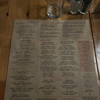 Taverna - a menu on a wooden table - Italian Near Me - Wilmington, Delaware