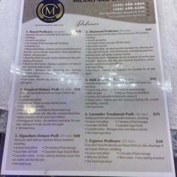 Milano Nail Spa Humble - Pedicure menu - Nail Salons Near Me - Humble, Texas Milano Nail Spa Humble - Pedicure menu - Nail Salons Near Me - Humble, Texas
