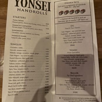 Yonsei Handrolls - Menu - Japanese Near Me - Oakland, California Yonsei Handrolls - Menu - Japanese Near Me - Oakland, California
