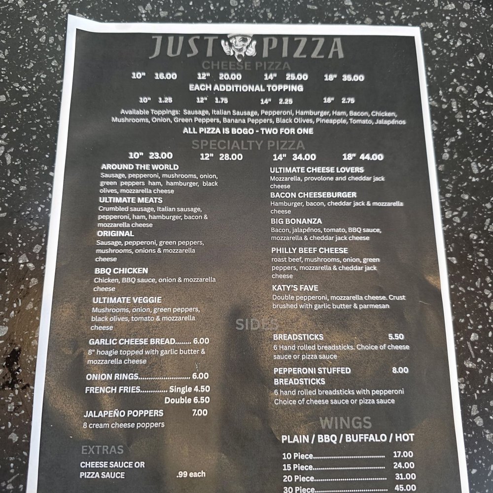 Just Pizza - Menu - Pizza Near Me - Indianapolis, Indiana Just Pizza - Menu - Pizza Near Me - Indianapolis, Indiana