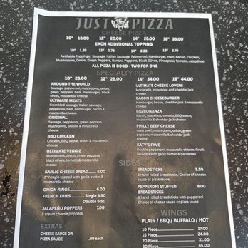 Just Pizza - Menu - Pizza Near Me - Indianapolis, Indiana