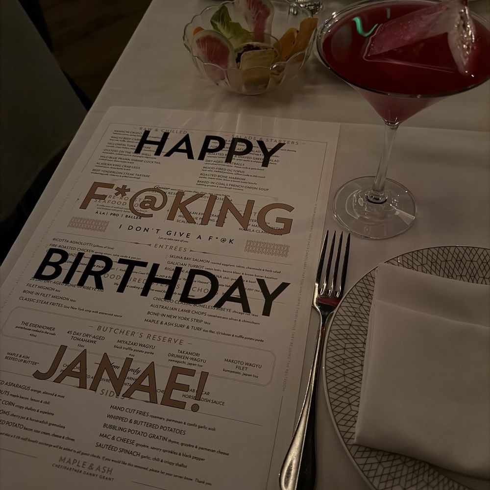 Birthday menu Birthday menu