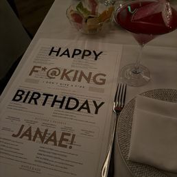Birthday menu Birthday menu