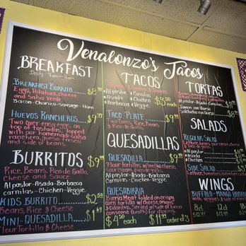 Venalonzo's Tacos - Menu - Tacos Near Me - Centennial, Colorado
