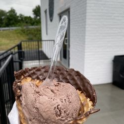 Chris's Coffee & Custard - Chocolate in a waffle cone