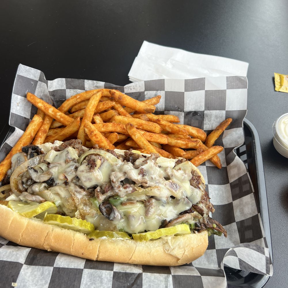 Philly steak and seasoned fries Philly steak and seasoned fries