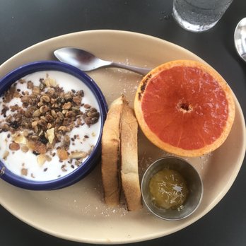 Snooze, an A.M. Eatery - Snooze Continental (yogurt with granola, sourdough bread with pineapple jelly, and a grapefruit brûlée!). - Breakfast & Brunch Near Me - Addison, Texas