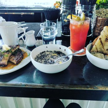 Brimmer & Heeltap - French Toast, Hot Puffed Black Rice, Bloody Mary, and Housemade Ricotta at brunch - New American Near Me - Seattle, Washington Brimmer & Heeltap - French Toast, Hot Puffed Black Rice, Bloody Mary, and Housemade Ricotta at brunch - New American Near Me - Seattle, Washington