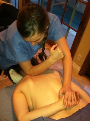 Massage Modalities Relax Deep Tissue/ Sports Massage - Myotherapy and deep tissue massage can help muscle tissue to heal after a car accident when the muscles are locked up. It can also be used to break up scar tissue in the muscles, release knots, and as injury prevention for extreme athletes such as power lifters. 
Amber is also trained in the highly therapeutic deep tissue release of Myotherapy. This is a specific style, also known as Trigger Point Therapy, designed to penetrate deeply into spasming muscle groups and end the pain-spasm cycles. This technique is based on a heavy awareness of anatomy and the relationships of muscle groups that trigger one another into spasms. This comprehensive technique works very well for treating traumas after car accidents as well as those chronic neck/shoulder, low back, and even SCIATIC pains. ​​
​
