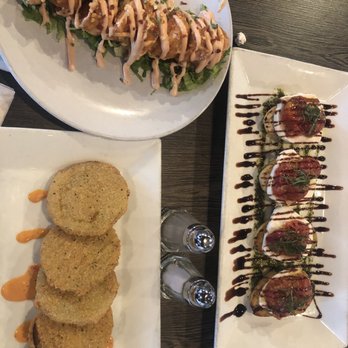 Eccoti Restaurant - Banger shrimp, fried green tomatoes and bruschetta. - Modern European Near Me - Goochland, Virginia Eccoti Restaurant - Banger shrimp, fried green tomatoes and bruschetta. - Modern European Near Me - Goochland, Virginia