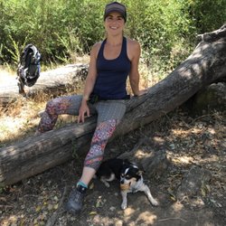 Crystal Hatzimichael - Hiking with my pup Wilbur in between clients