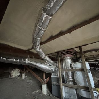 Insul Techs - Closed cell foam spray before light grey intumescent paint coating. - Insulation Installation Near Me - Concord, California