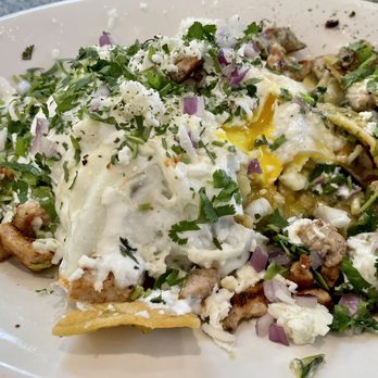 Mom’s Kitchen - Chilaquiles with Over medium eggs on top. - Mexican Near Me - Henderson, Nevada Mom’s Kitchen - Chilaquiles with Over medium eggs on top. - Mexican Near Me - Henderson, Nevada