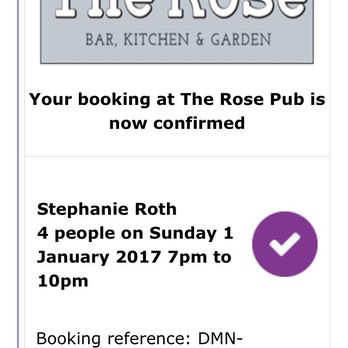 The Rose Pub - Our reservation, confirmed by email Dec 26. Then stood before their closed doors on Jan 1. - Pubs Near Me - London, XGL The Rose Pub - Our reservation, confirmed by email Dec 26. Then stood before their closed doors on Jan 1. - Pubs Near Me - London, XGL