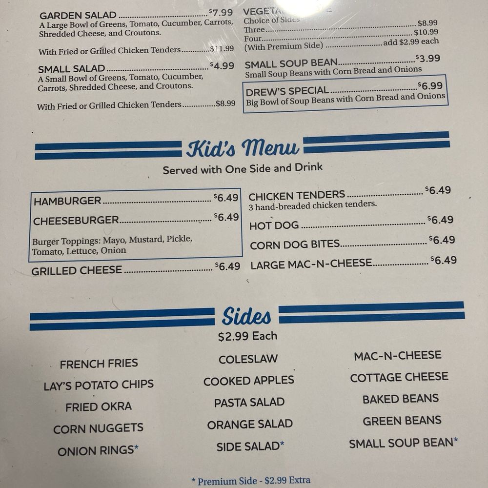 Drew's on Main - March 2025 menu page 2 - American Near Me - Church Hill, Tennessee