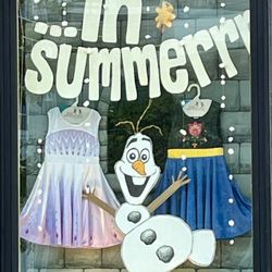 Brooklets Toys - Latest window display showcasing our Frozen Twirl dresses!