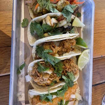 bartaco - Shrimp, mushroom, 2 oysters, and Crispy Fish Taco - Mexican Near Me - Atlanta, Georgia