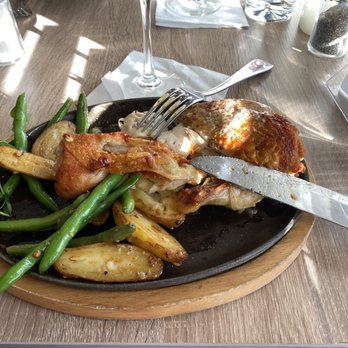 The Front Porch Piano Bar & Restaurant - Chicken under a brick with crispy potatoes and green beans - Lounges Near Me - Ogunquit, Maine