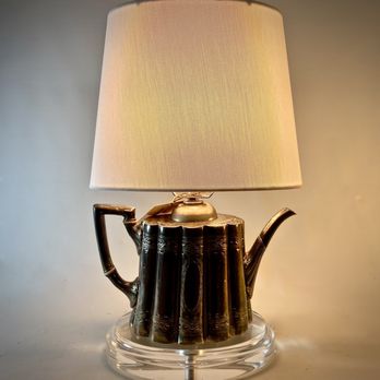 Enchanted Lighting - Silver leaf antique teapot with lucite base - Lighting Fixtures & Equipment Near Me - Dallas, Texas