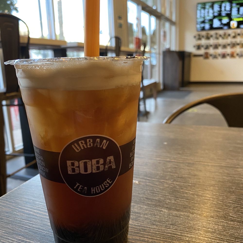 Mostly ice cube filled boba tea. Mostly ice cube filled boba tea.