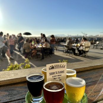 Faction Brewing - Flight, sitting area - Breweries Near Me - Alameda, California