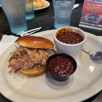 Kilroys Bar and Grill - Pulled pork sandwich BBQ Baked Beans - New American Near Me - Indianapolis, Indiana