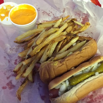 Red Hot Ranch - Hot dogs w/ everything red hot ranch style, onion relish mustard sport pepper. Cheese fries. Amazing cheese. - Hot Dogs Near Me - Chicago, Illinois