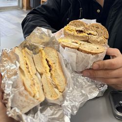 Bagel World - Bacon egg and cheese bagels with salmon cream cheese