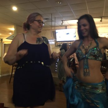 Athens Cafe - Belly Dancer giving a quick lesson - Greek Near Me - Jacksonville, Florida