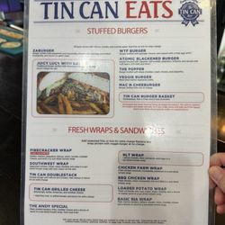 Tin Can Bar - Food menu