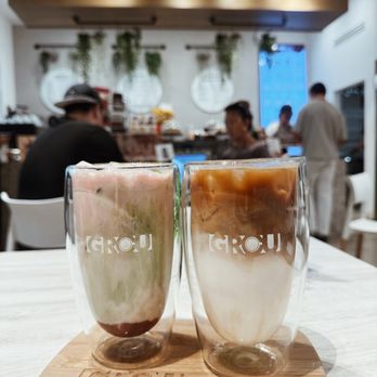 GROU Coffee + Cowork - Strawberry Matcha & Iced Vanilla Latte - Coffee & Tea Near Me - Coral Gables, Florida GROU Coffee + Cowork - Strawberry Matcha & Iced Vanilla Latte - Coffee & Tea Near Me - Coral Gables, Florida