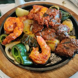 Carne asada and shrimp plate for Cinco de Mayo