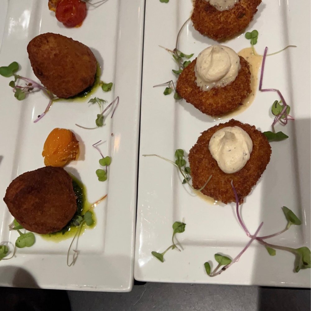 Gusto RistoBar - Arancini (left) and Artichoke and Ricotta Croquettes (Right) - Italian Near Me - Doral, Florida Gusto RistoBar - Arancini (left) and Artichoke and Ricotta Croquettes (Right) - Italian Near Me - Doral, Florida