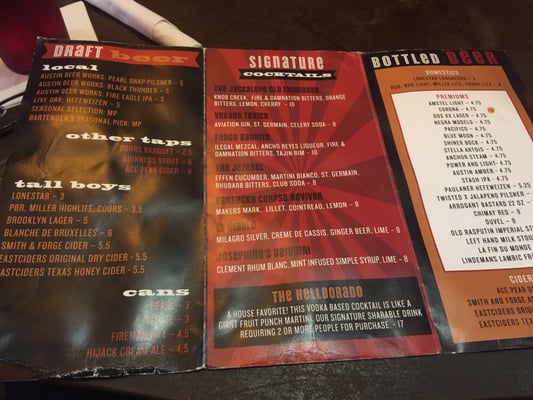 Menu photo 7 The Jackalope Austin, TX