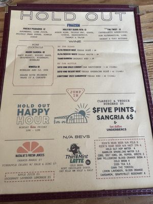 Menu photo 4 Hold Out Brewing Austin, TX